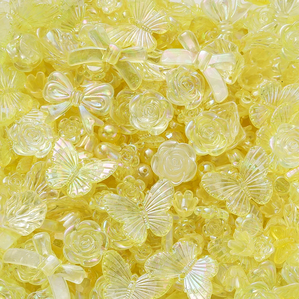 30g ab Farbe gemischt Bowknot Perlen Stern Herz Schmetterling Acryl Spacer Perle für DIY Armbänder Schmuck Herstellung Zubehör – Detail 3