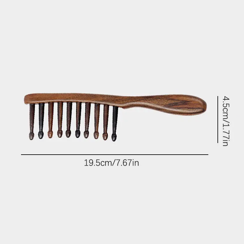 1Pc Natural Wooden Comb Sandalwood Teethed Meridian Massage Comb Wide Tooth Anti-static Comb For Women Girl Straight Curly Hair