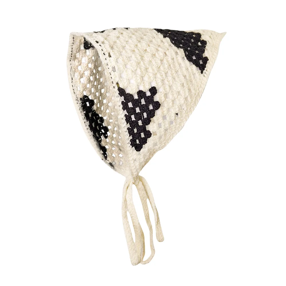 1-teiliger Damen-Haarschal, modisch, süß, rustikaler Stil, gestrickte Blume, dreieckiges Kopftuch, niedlicher Kawaii-Haarschmuck für Damen – Detail 19