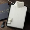 2024 Spring Autumn New 100% Cashmere Sweater Men's High Turnover Collar Knitted Pullover Fashion Slim Fit Knitted Bottom Shirt 2