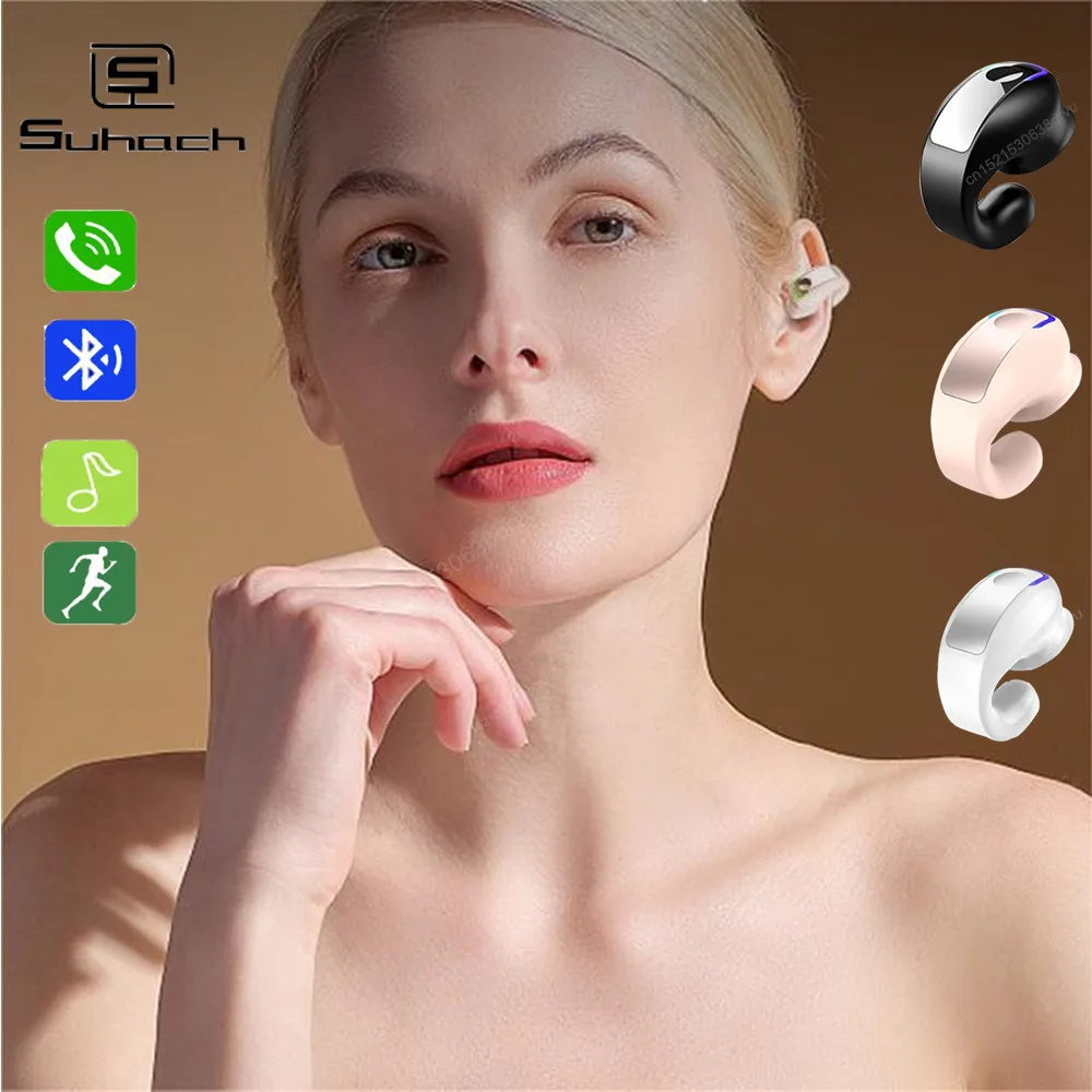 Bone Conduction Bluetooth 5.3 Earphone Earring Wireless Heaphones Ear