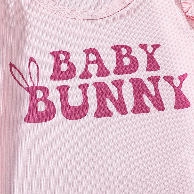 

Toddler Kids Girls Easter Outfits Short Sleeve T-Shirt and Bunny Egg Print Flare Pants Headbands Set 2PCS Summer Clothes