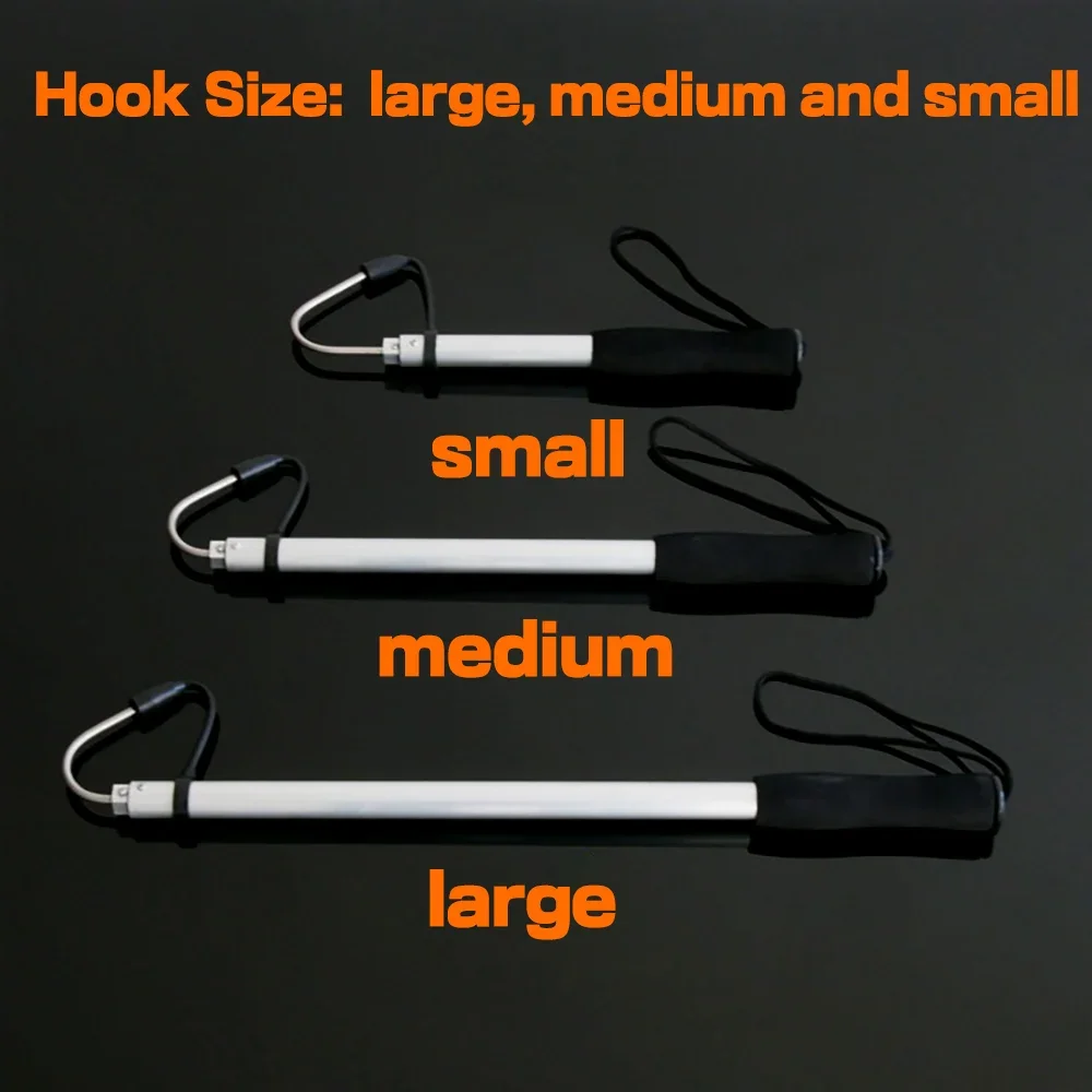 Telescopic Fish Gaff Stainless Sea Fishing Spear Hook Tackle Soft Handle Aluminium Pole Fishing Accessories 64/89/116cm