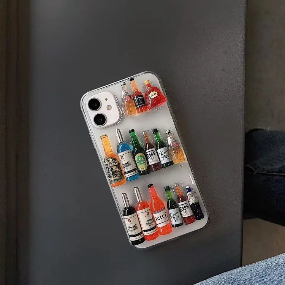 Японский Корейский чехол для телефона Apple 13, 3D чехол для телефона с бутылкой вина 12, чехол для IPhone 11 Promax, чехол для телефона 14, мягкий чехол Xsxr, чехол для бутылки виски