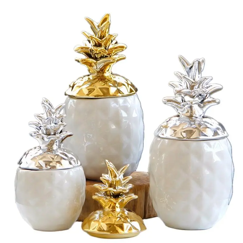 Ceramic Porcelain Pineapple Jars Candy Cans for Storage Decorative