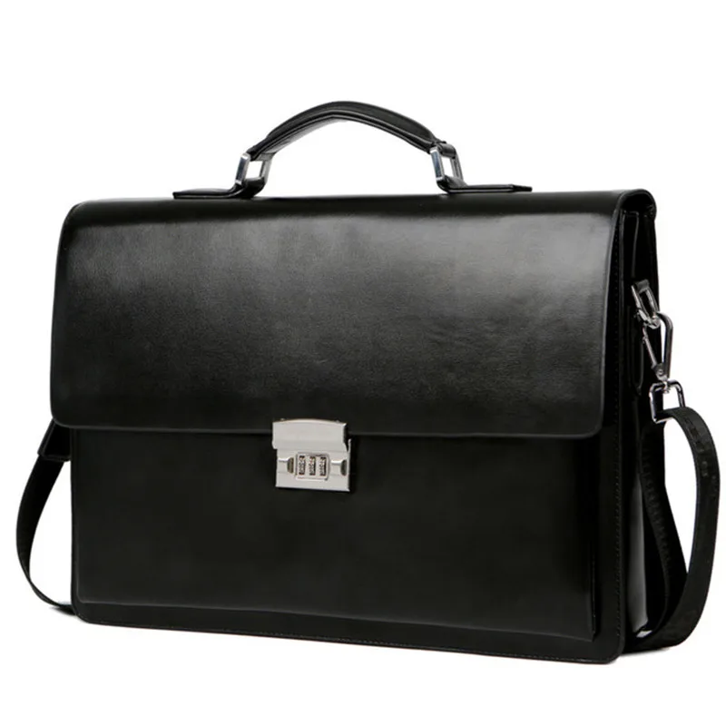 

Briefcase Shoulder Design Male Bags Leather Lock Business For Men's Fashion Bag Office Quality Pu High Men Maletas
