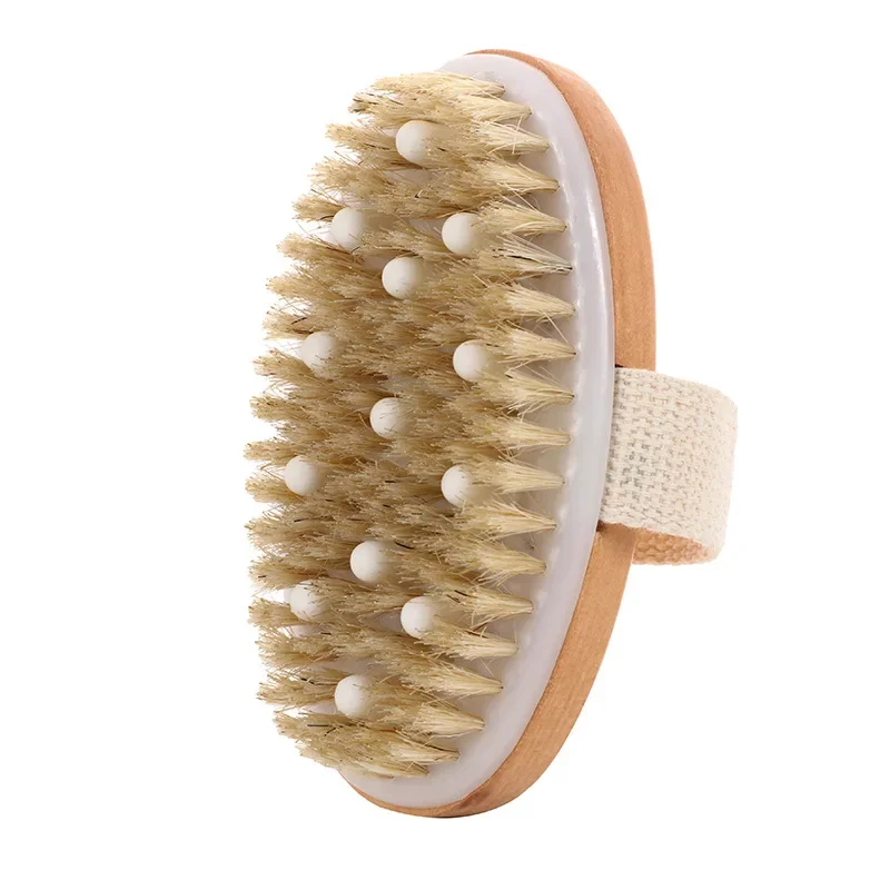 Natural Bristle Brush Soft Wet Dry Skin Body SPA Brush Bath Massager Home Dry Wet Back Shower Brushes Exfoliating Bathing Brush 2