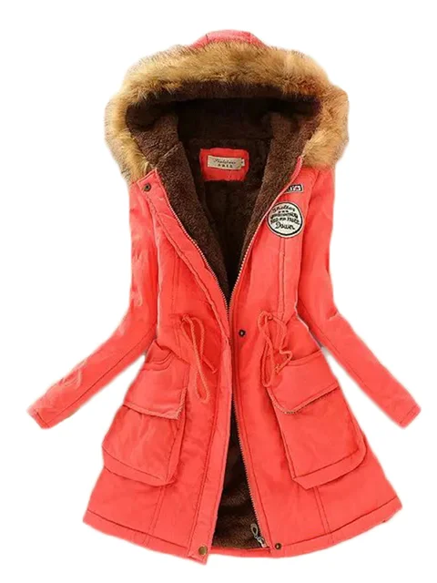 Winter Coat Women Watermelon Red S-3XL Add Lamb Fur Thick Cotton Coats 2023 Spring New Hooded Drawstring Parkas Jackets Feminina Cheap Product Recommendation