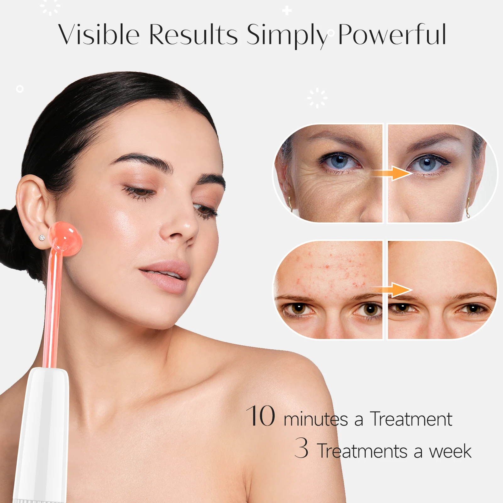 DARSONVAL High Frequency Red Light Therapy Wand Neon Electrotherapy Glass Tube Acne Spot Wrinkles Remover Beauty Facial Care 5