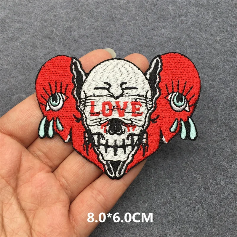 Flame Skull Embroidered Punk Patch