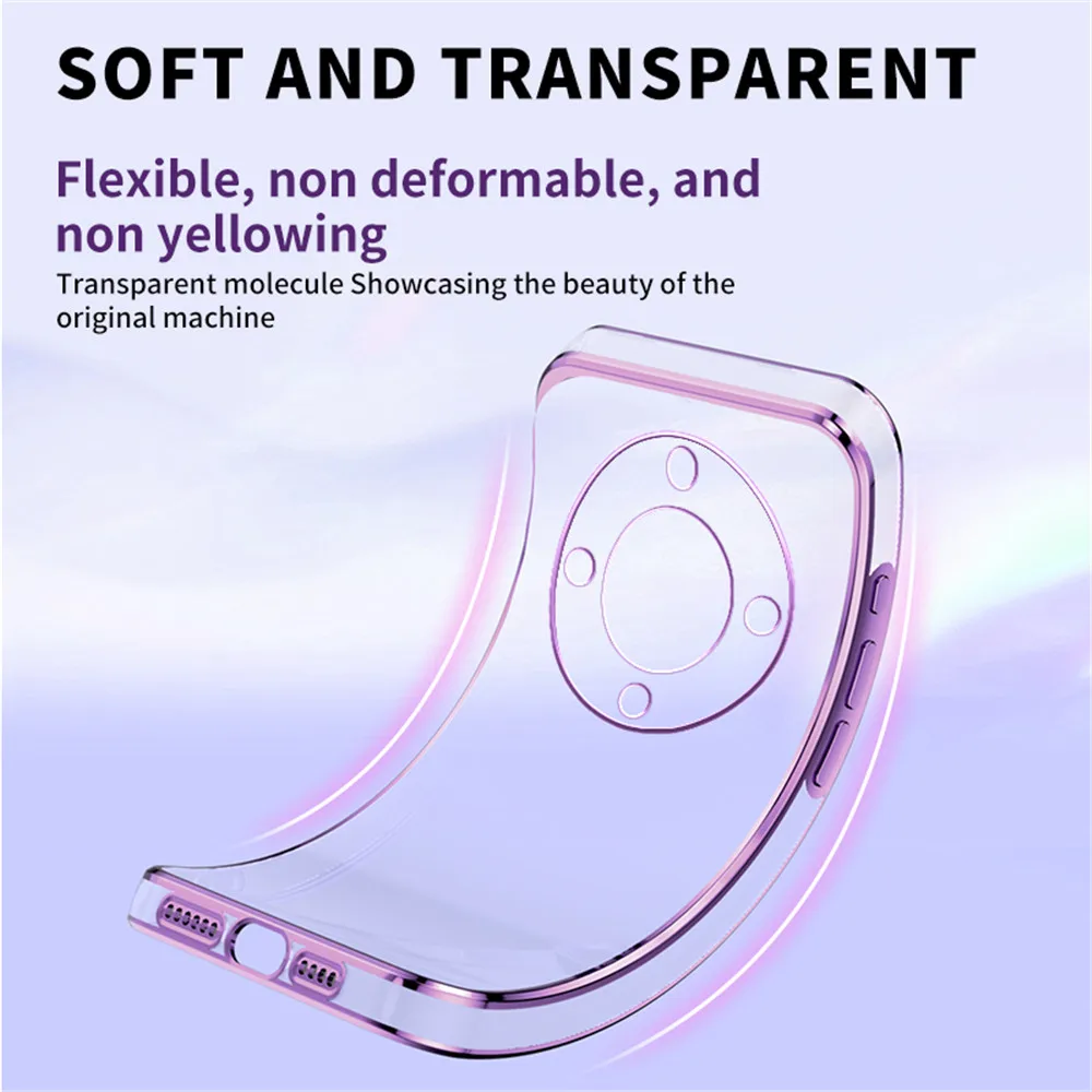 Luxury Transparent Plating Magnetic Stand Case with Silicone Finish