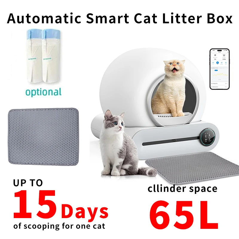 

Tonepie cat litter box automatic Smart cleaning Fully Enclosed 65L APP English Version Pet cat Toilet Litter Tray Arenero Gato