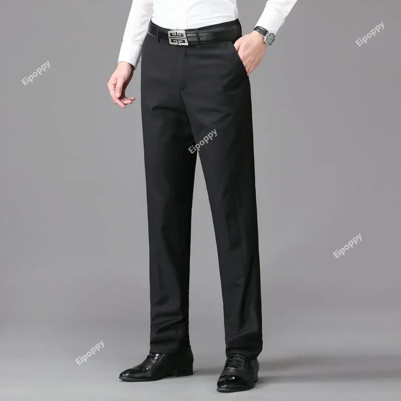New Straight Leg Pants Summer Men's Business Casual Black Suit Slim Fit Men's Suit Pants men clothing