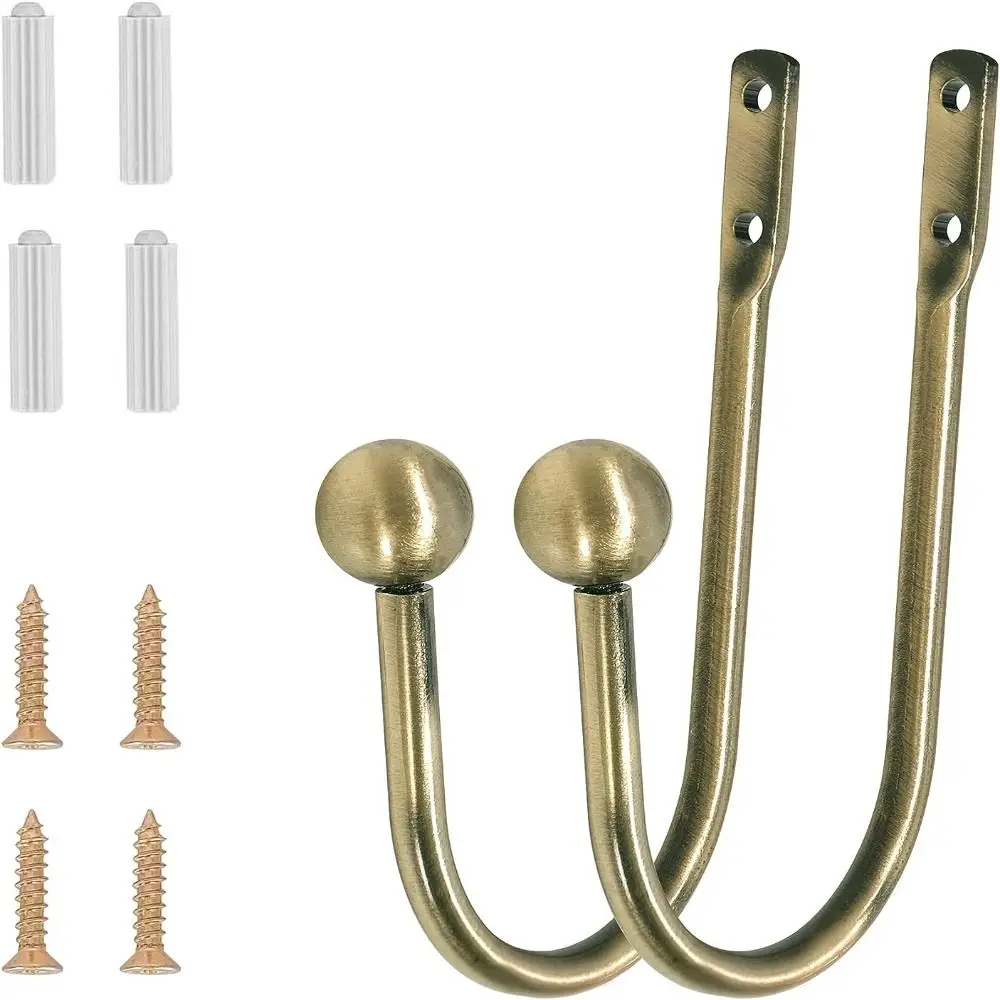 2/4PCS Antique Copper Sphere Curtain Fixing Frame Heavy Metal Decorative Hook curtain accessories curtain holder curtain hooks