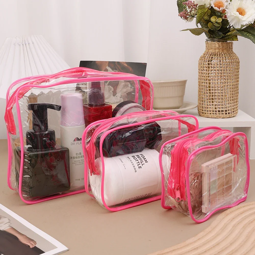 Simple Transparent Cosmetic Bag PVC Waterproof Clear Makeup Storage Case Travel Make Up Organizer Pouch Bath Toiletry Wash Bag Makeup Organizer Cosmetic Bag Storage Bag Cosmetic Storage Bag Toiletry Bag Makeup Bag Cosmetic Case
