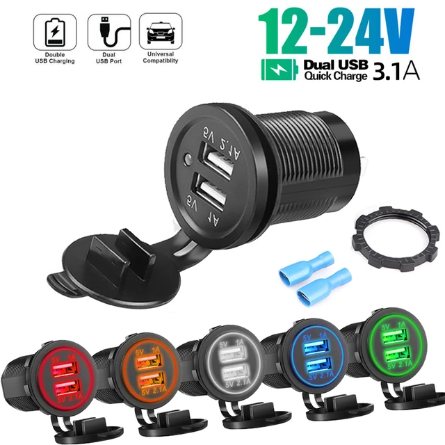 12V Car Auto Boat Cigarette Lighter Socket Dual USB Port Charger