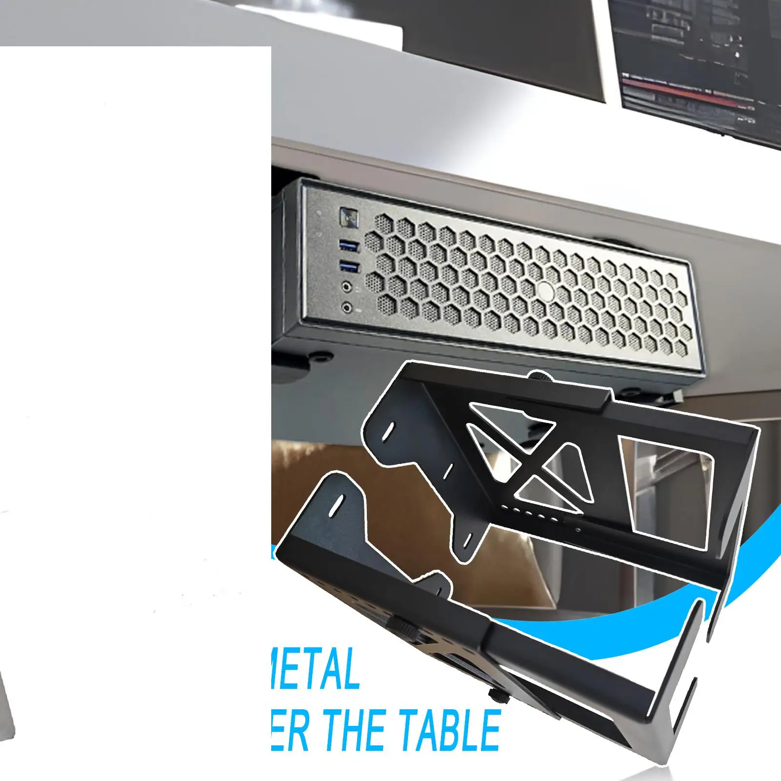 Under Desk Computer Mount Adjustable PC Bracket Adjustable Concealed Under Desk Mount for Cable Management Workstation Bedroom