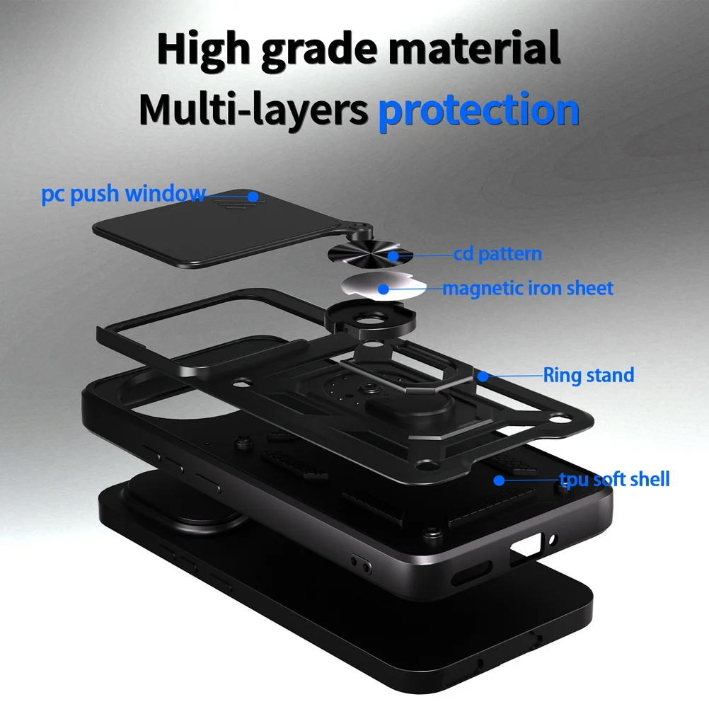 Armor Hybrid Metal Ring Holder Camera Protective Case Cover
