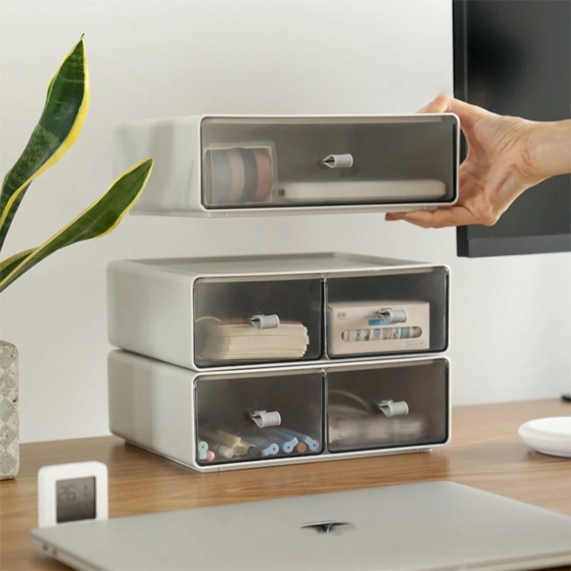 

Stackable Storage Drawer Multifunctional Desk Stationery Sundries Organizer Desktop Cosmetic Storage Box Home Office Supplies