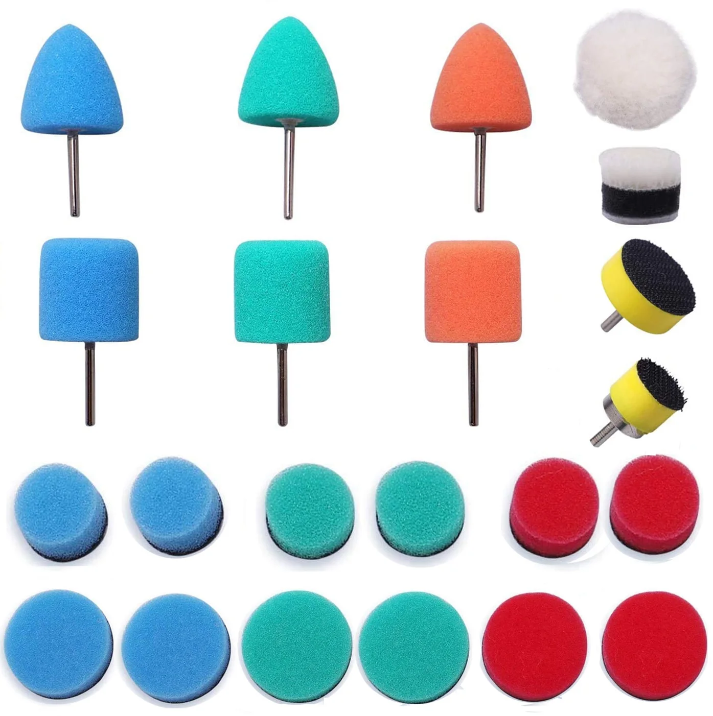 22Pcs Detail Polieren Pads Mini Wachsen Polieren Schwamm Set für Auto Hub Sauber & Polieren Schwamm Dreh Werkzeug zubehör