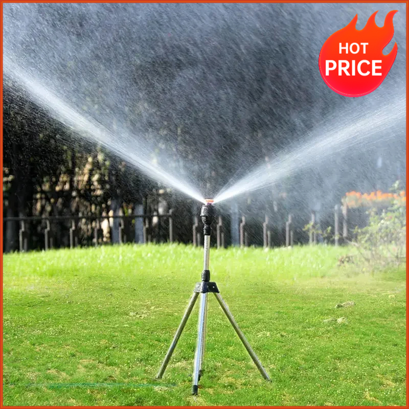  360-Degree Garden Automatic Rotating Sprinkler Stainless Steel Tripod Set Irrigation Stand Water Jet Garden Lawn Sprinkler Tool 