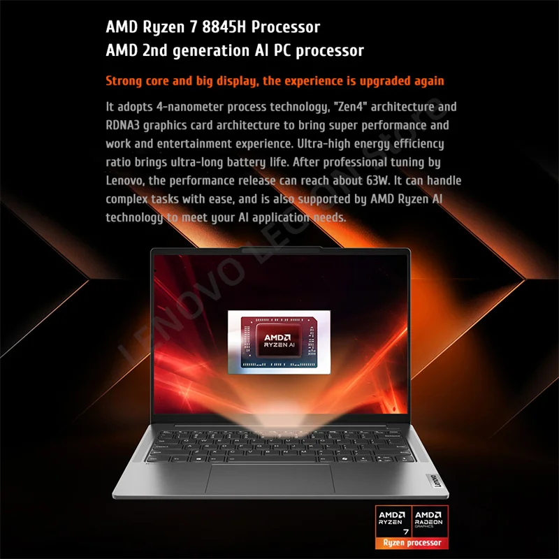 Lenovo Laptop 2024 Xiaoxin Pro 14 AMD R7 8845H 16/32GB 1T/2T SSD Radeon 780M 14“ 2.8K 120Hz OLED Al Notebook New PC 3