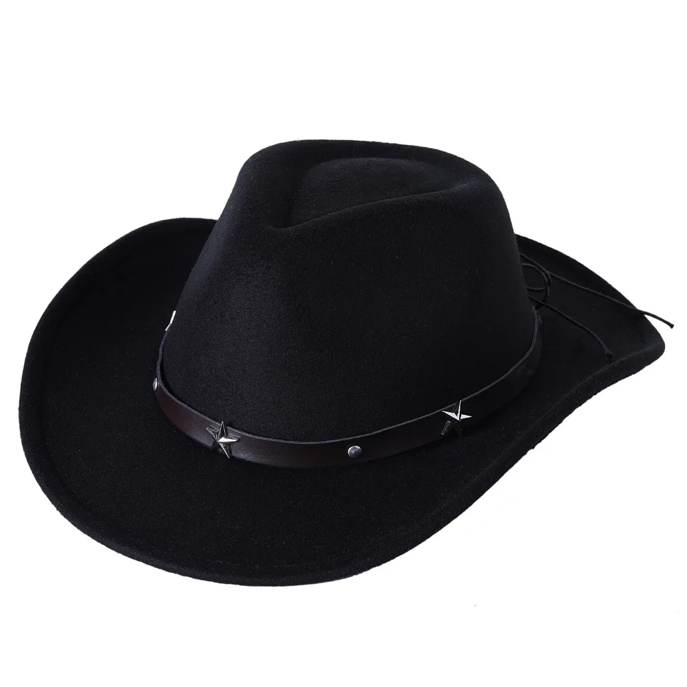 

Womens Mens Western Cowboy Hat Cowgirl-Hat Classic Outdoor Felt Fedora Hats with Buckle Belt ковбойская шляпа gorras hombre