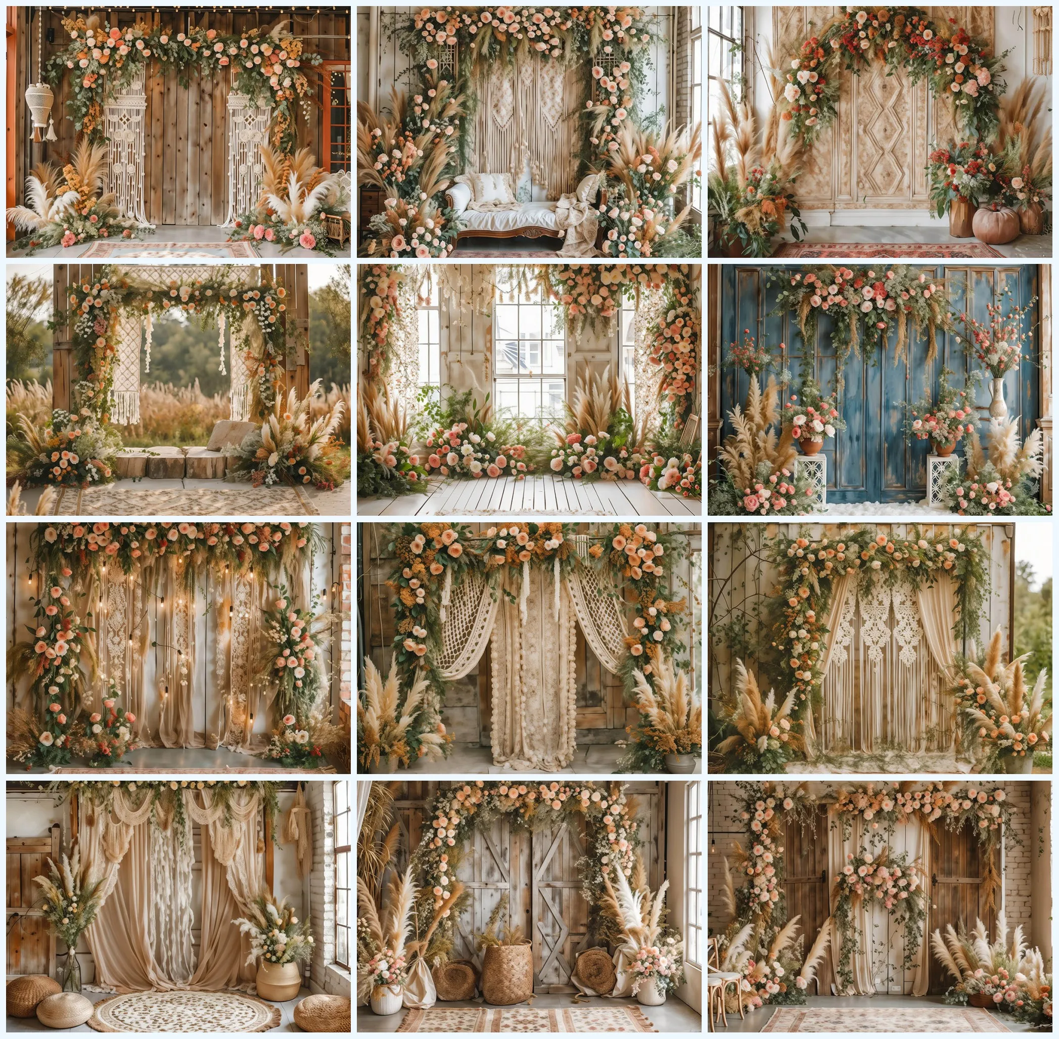 

Mehofond Photography Background Boho Retro Tassels Wedding Maternity Portrait Photo Backdrop Wall Decor Banner Photocall Props