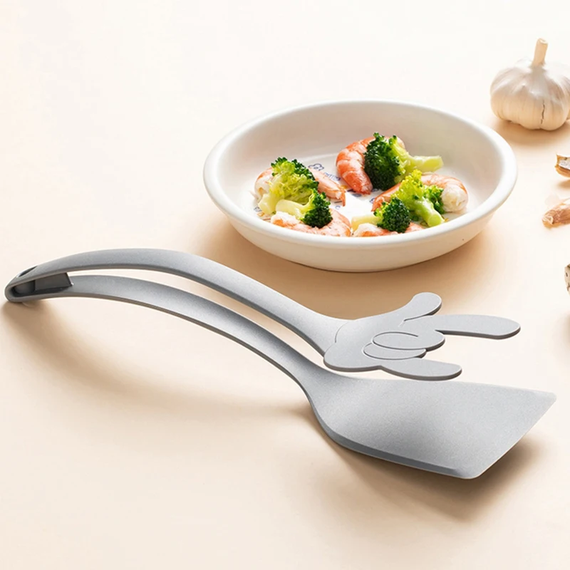 2 In 1 Grip Flip Spatula Clamp Egg Pancake Fish French Toast Omelette Making Non Stick Home Kitchen Cooking Turner Tool