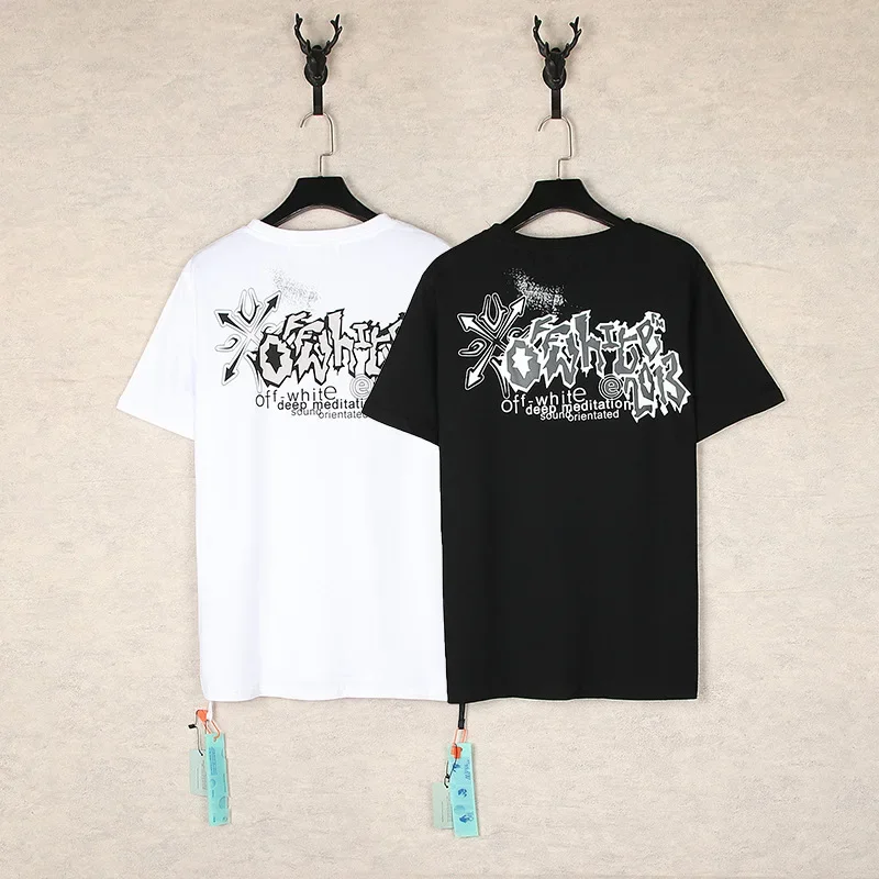 

Fashion Luxury OFF 2024 Print T-shirt Designer Short Sleeve For Men Women 1:1 Streetwear Graphic Cotton T Shirt white Clothing