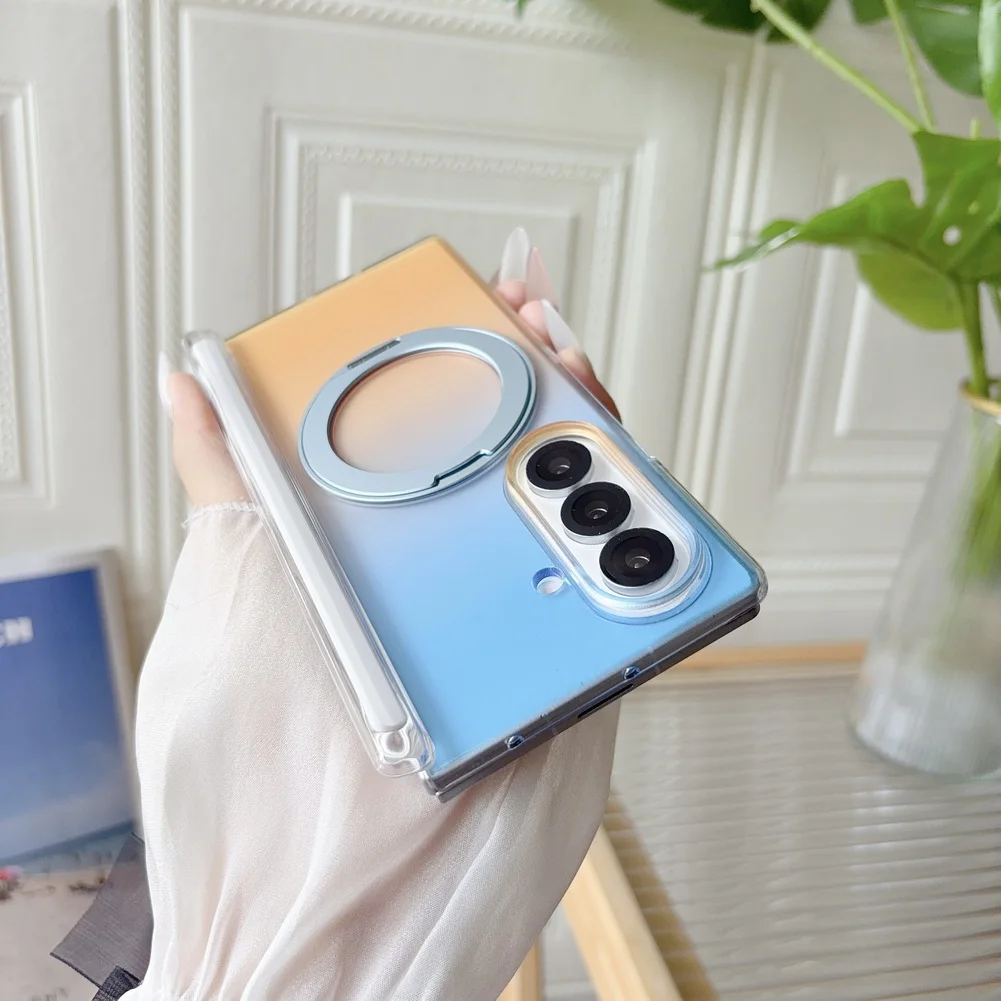 Colorful Gradient Metal Magnetic Ring Holder Case For Samsung Fold_voghion.com