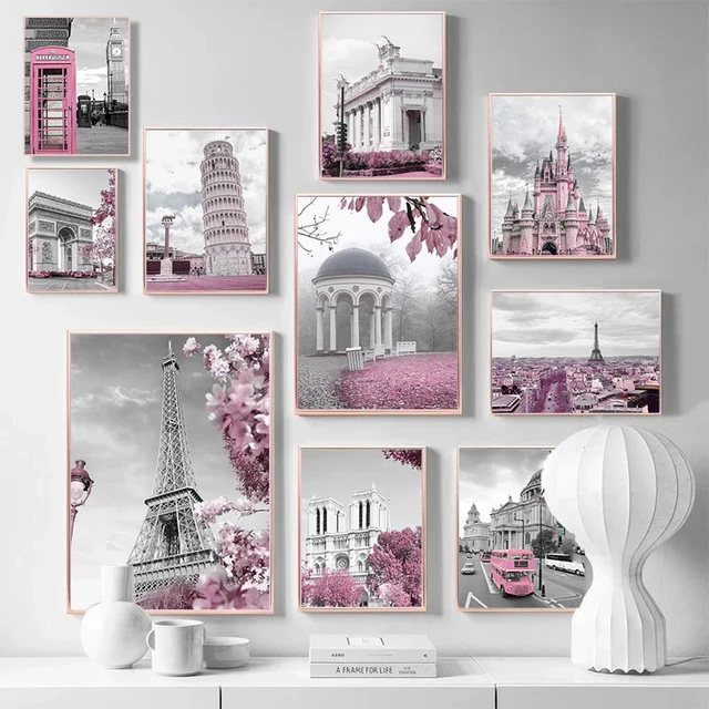 Eiffel Tower Pink Sky - Cities 5D Diamond Painting - DiamondByNumbers - Diamond  Painting art