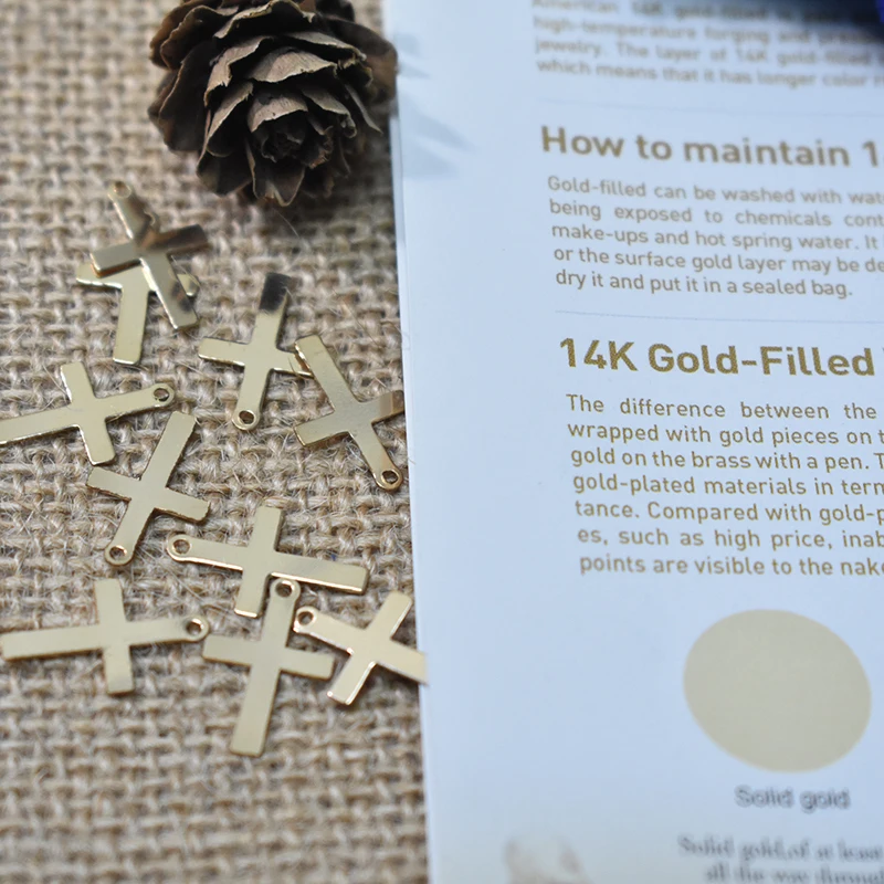 14K Gold Filled Cross Charm Gold Filled Cross Pendant DIY Jewelry Accessories Handmade Pendants Making Jewelry Findings