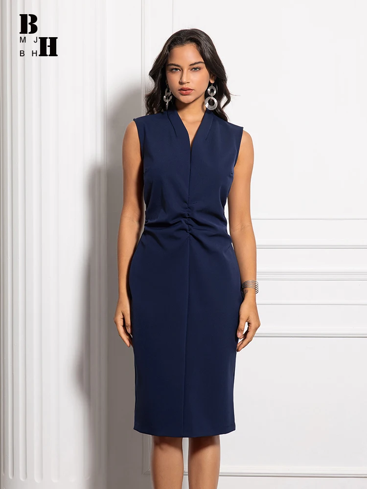 

Элегантное профессиональное офисное платье, женская одежда, качественное облегающее платье-майка со складками, деловое офисное женское платье, платье для работы