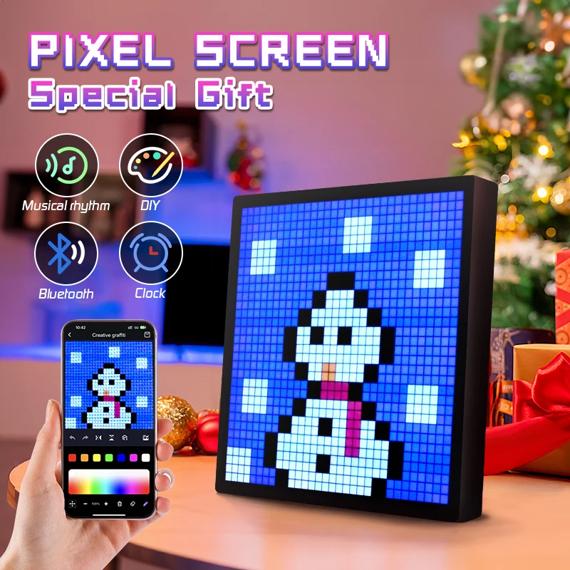 Pantalla LED Pixel Art 64x64 - Programable Con App (26x26x1.7cm)