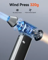 WOLFBOX MF200 เครื่องเป่าลมไฟฟ้า-แรงลม 320 กรัม, มอเตอร์ไร้แปรงถ่านแบบชาร์จไฟได้ 3 ระดับ สำหรับรถยนต์/คอมพิวเตอร์/บ้าน/กลางแจ้ง 4