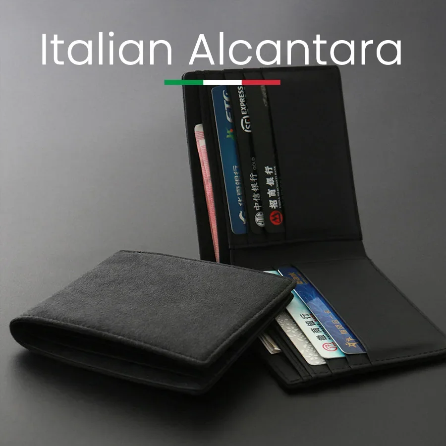 ALCANTARA Wallet Women & Man Card Holder Bag Slim Cards Small Thin Card Package