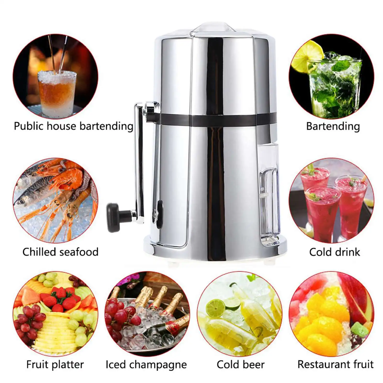 

Manual Ice Crusher Commercial Household Portable Shaved Ice Crusher With Stainless Steel Blade Kitchen Supplies