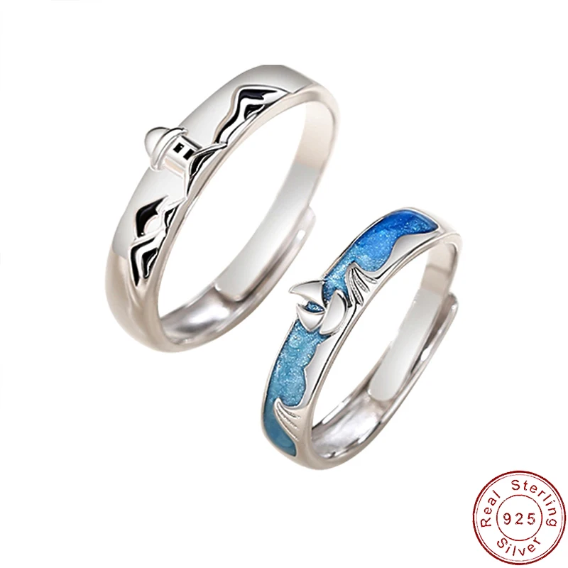

Fine Original Haven Surf Couple S925 Sterling Silver Enamel Open Ring For Women Birthday Jewelry Gift new