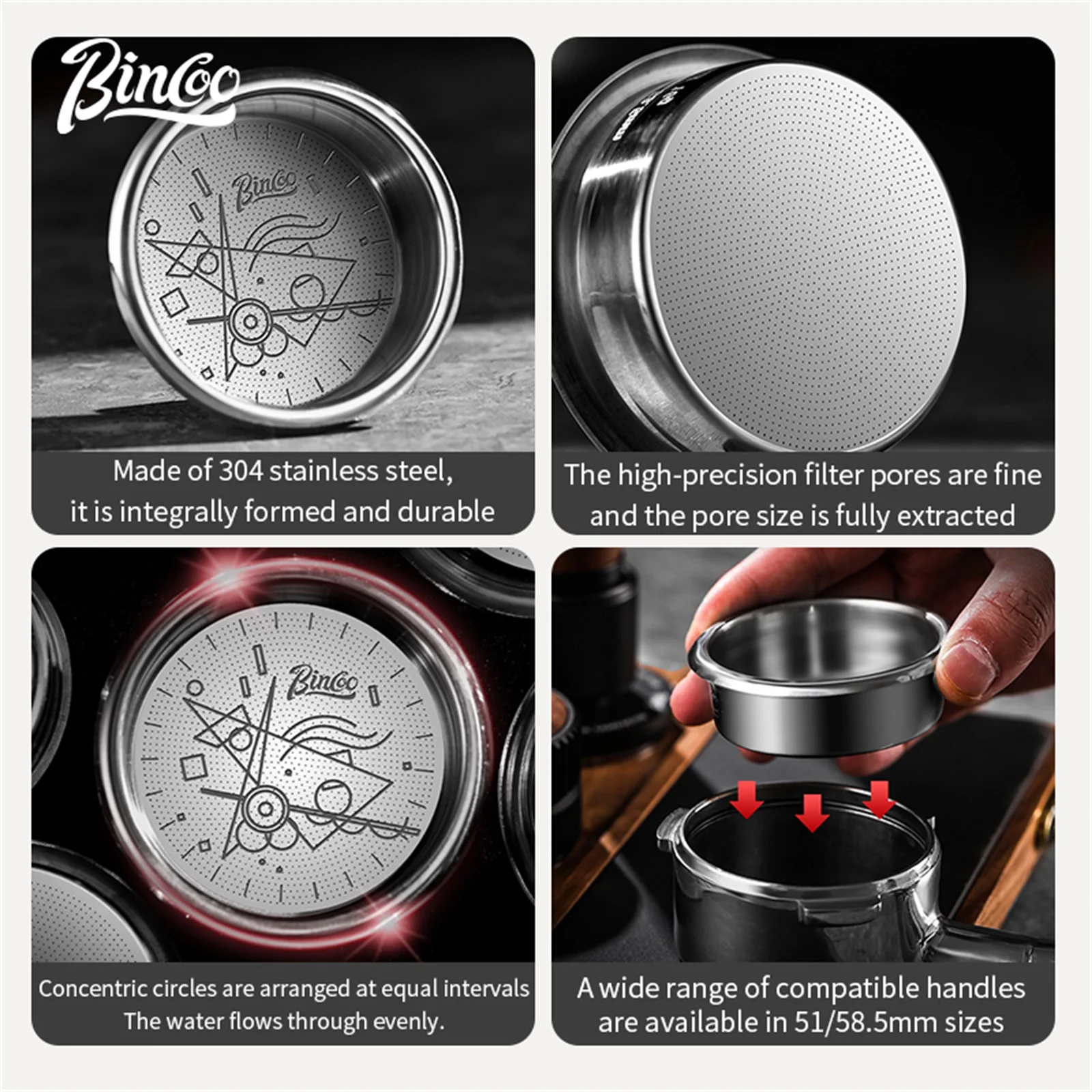 BINCOO القهوة اسبريسو سلة المرشح الدقة 51/58.5 ملل...