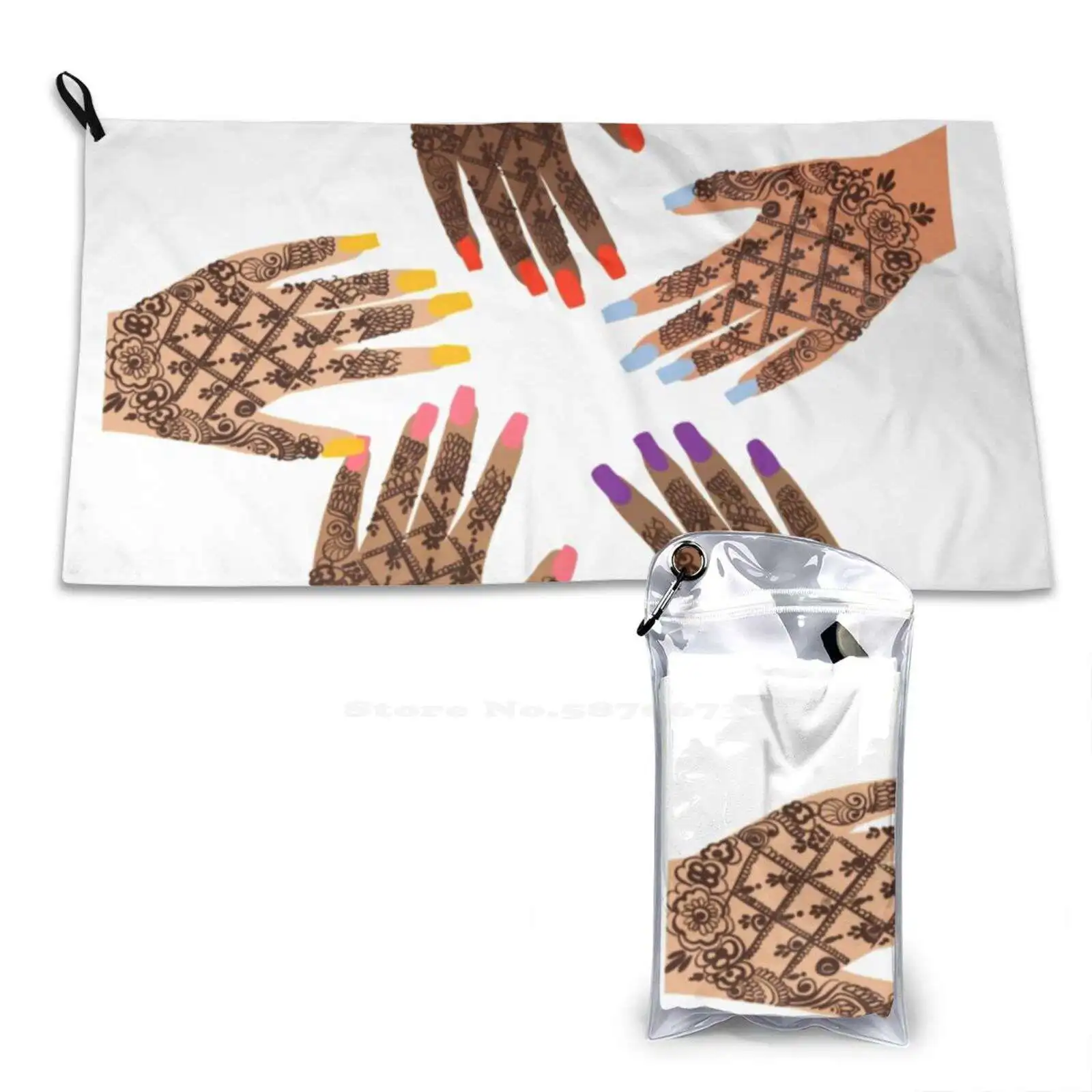 

Desi Kuri Unity 3D Print Bath Towel Strong Water Absorption Kuri Kaur Power Girl Power Girl Boss Girl Squad South Asian Henna