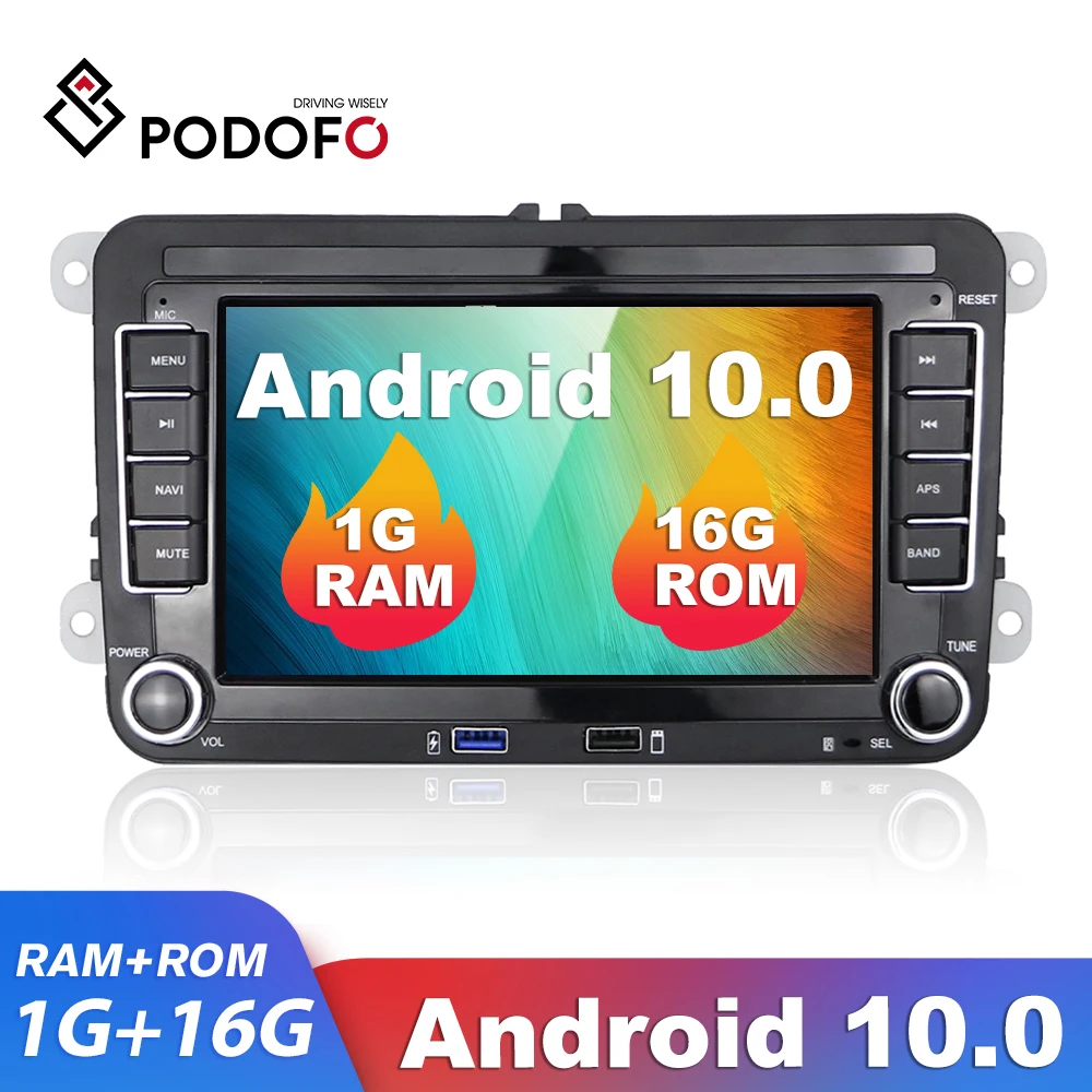 Comprar Podofo Android 10 Radio de coche Autoradio de coche pantalla táctil  de 7 pulgadas Radio de coche reproductor Multimedia navegación GPS para VW  Skoda SEAT golf 5 golf 6 T5