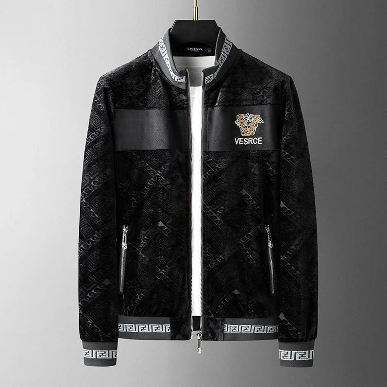 

Luxury brand High end embroidered patchwork coat Men's fashion trend Slim 2023 Autumn new men's stand collar jacket