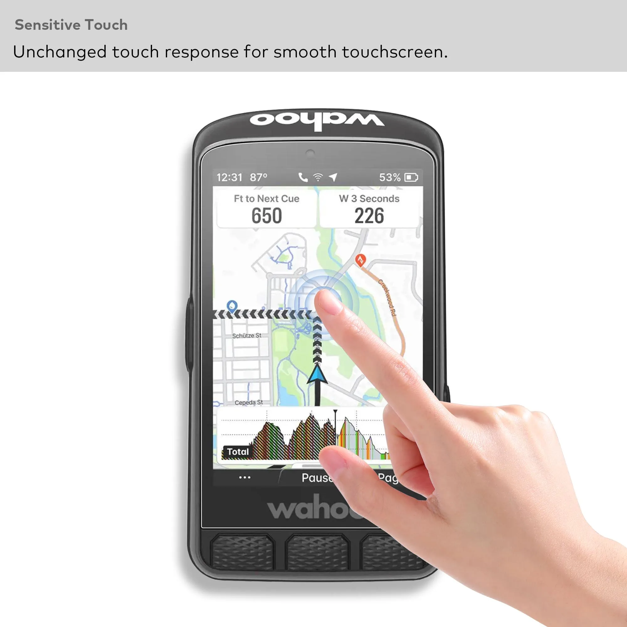 Wahoo Elemnt ACE용 강화 유리 화면 보호기 - 자전거 GPS 컴퓨터 3.8인치 터치스크린 액세서리 긁힘 방지/지문 방지