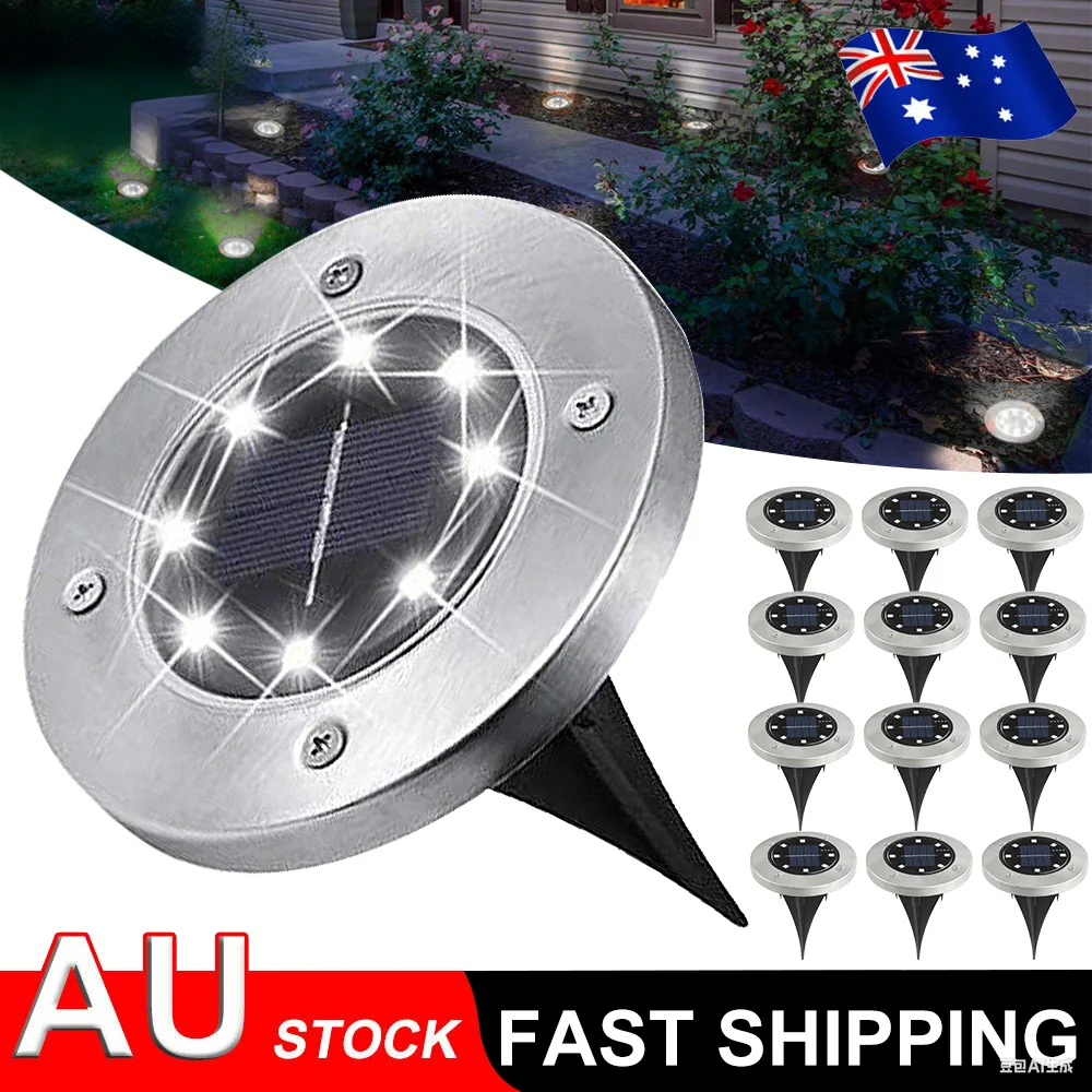 4-8PCS Solar Power Disk Lights Buried Light Outdoor Under Ground Waterproof Lamp