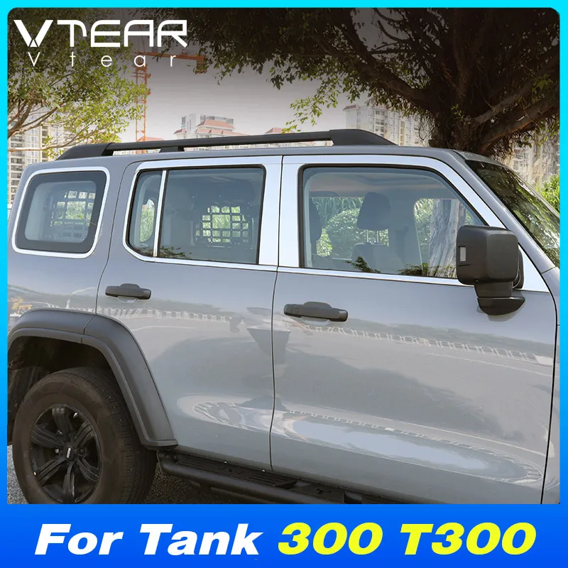 Vtear Car Window Frame Trim Cover Decorazione Dettagli Corpo Esterno Accessori Adesivi Parti Per Wey Gwm Tank 300 T300 2023