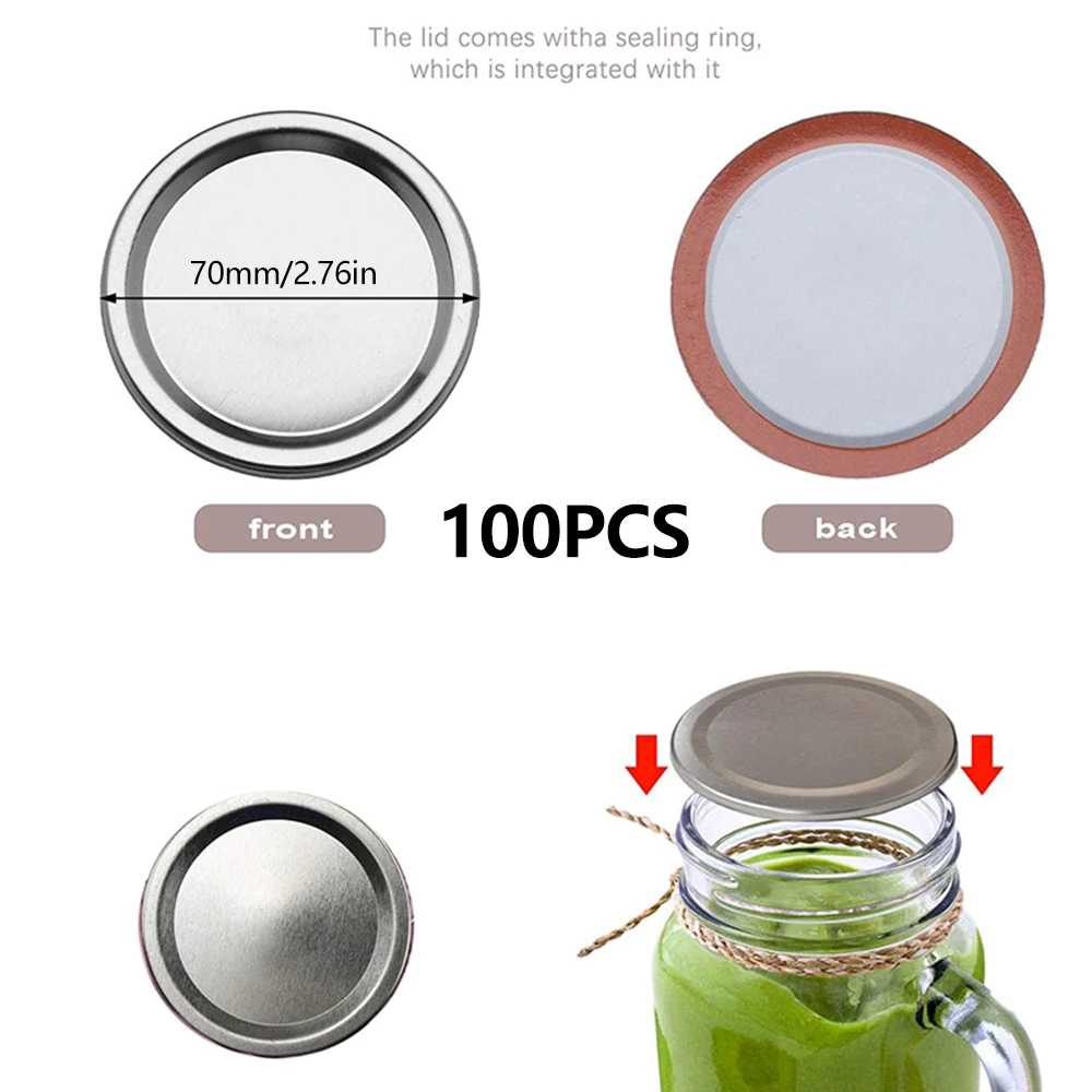 Kitchen Utensils Kitchen Supplies 50/200PCS Mason Jar Lids Regular 70/86mm Wide Mouth Canning Lids Reusable Metal Canning Jar Leak-proof Split-Type Caps