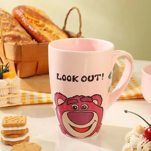 Kawaii Disney Anime Hobby Mickey Mouse Lotso Pooh Bear Porcelain Mug Office Drinking Cup Coffee Mug Gift for Girlfriend