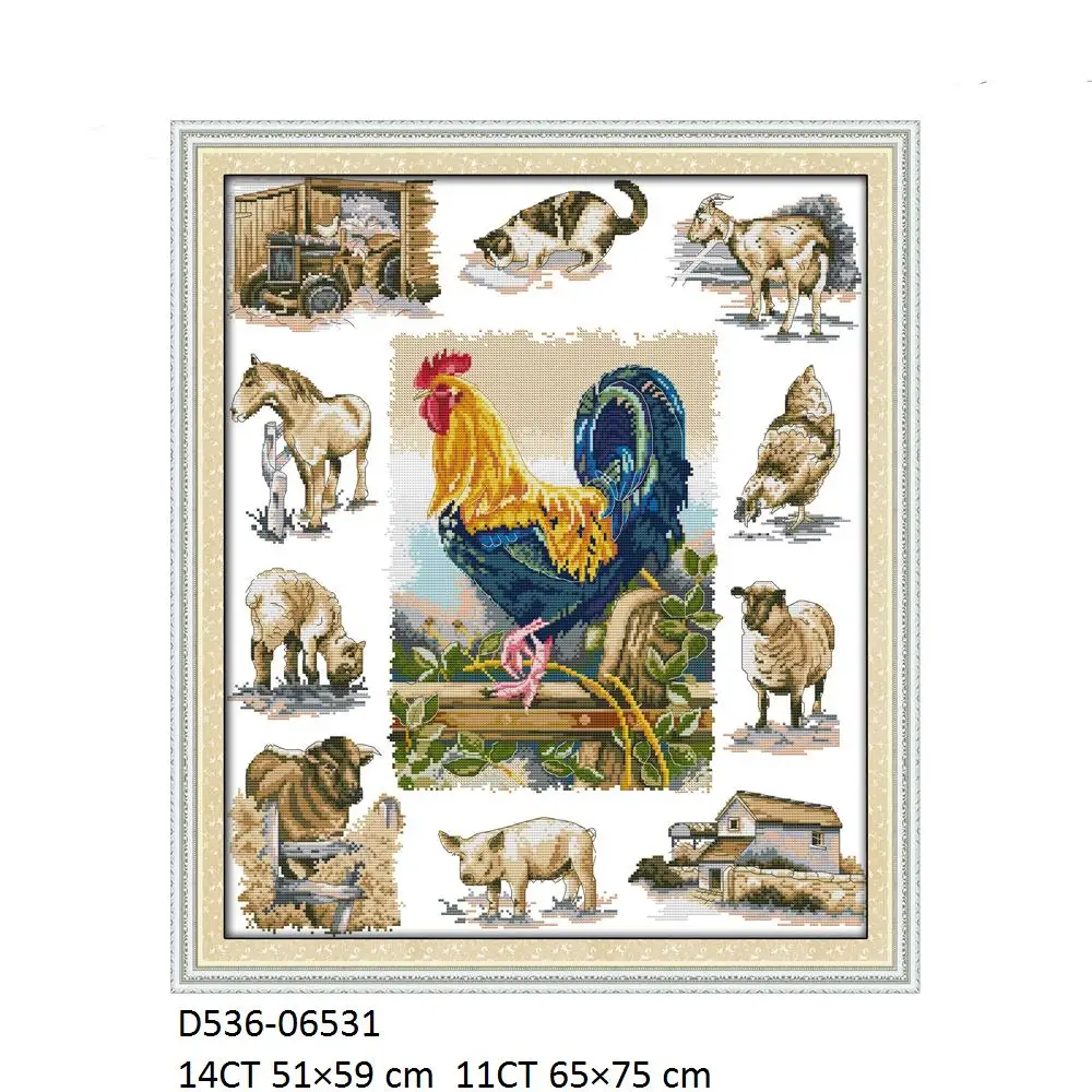 Domesticated Animal Cross Stitch, Horse, Tiger, Elephant, Giraffes, Herding Dog, D365, D536, D601, D602, D603, D720, D816