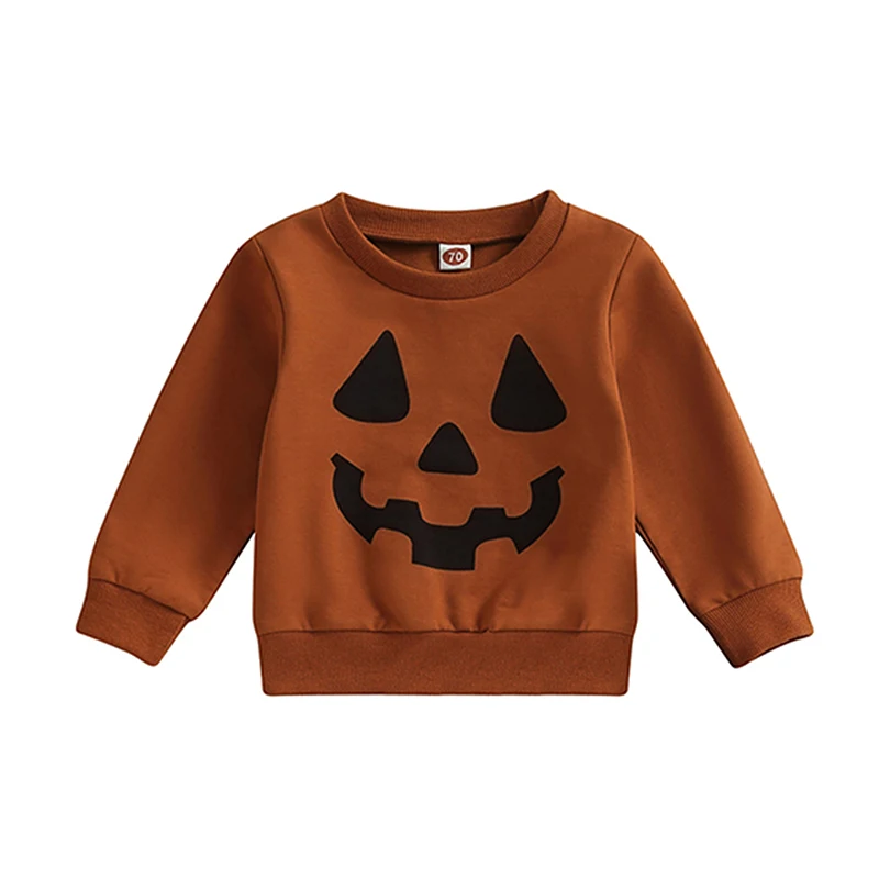 

Kids Baby Girl Boy Sweatshirt Halloween Pumpkin Print Long Sleeve Pullovers Autumn Tops for Toddler Cute Fall Clothes